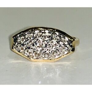 14k Yellow White Gold 0.5Ct Diamond Antique Edwardian Pave Cluster Wedding Ring